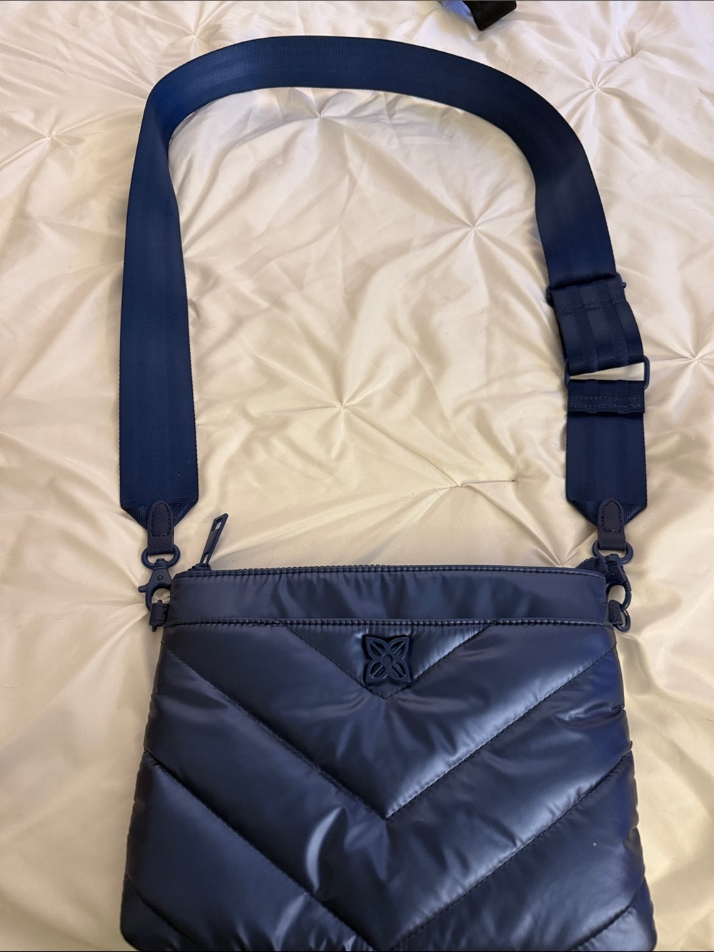 ANTONIO MELANI Royal Blue Quilted Crossbody with Tan Interior